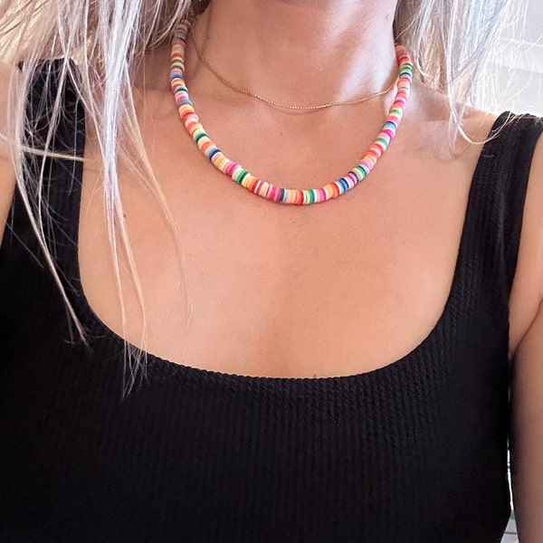 Pink Heishi Bead Necklace