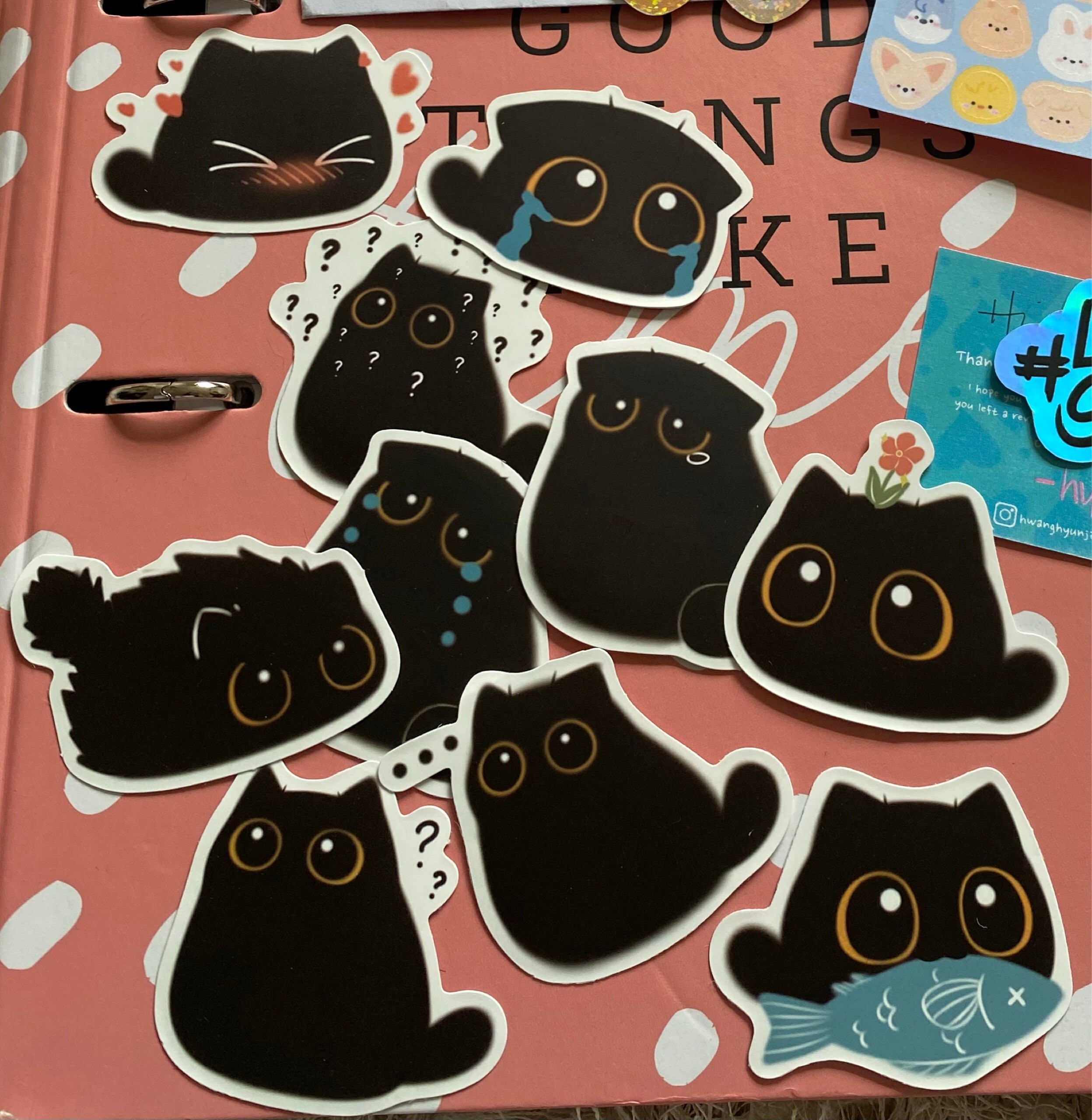 Black Cat Stickers, Planner Stickers, Diary Stickers, Card making, Korean Stickers, Tiny Craft Stickers, Scrapbooking Supply, black cat gift