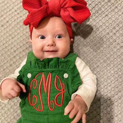 Girls Christmas Outfit, Monogrammed Girls Outfit, Ruffle Romper, Ruffle ...