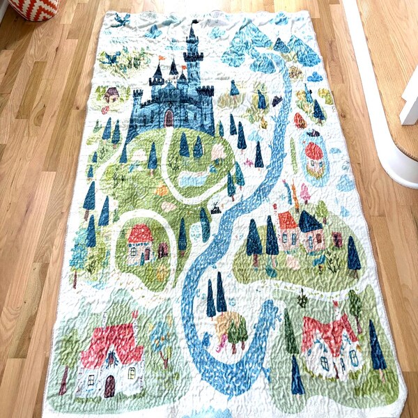 Kids Road Play Rug, Castle Map Mat, Nursery Area Rug - Etsy