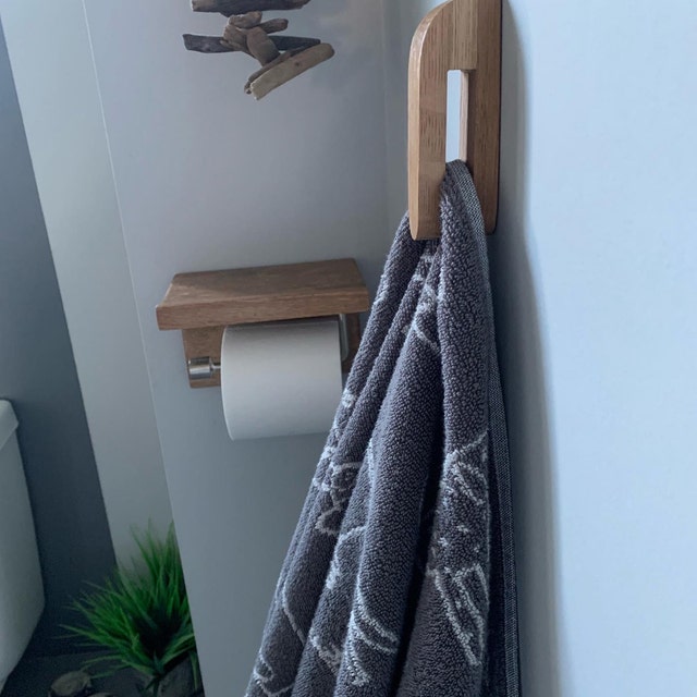 Marble Slide Wood Towel Holder With Easy Mount