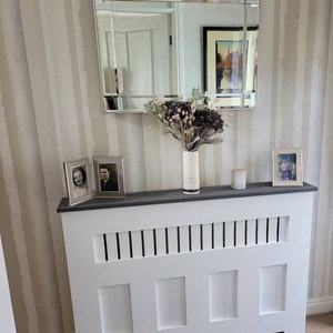 Bespoke Custom Radiator Cover Solid White Oak Top Grey Wash UK - Etsy