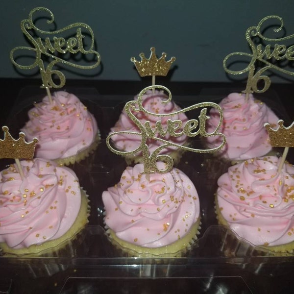 Gold Glitter Crown Cupcake Toppers: Party & Wedding Picks - Etsy