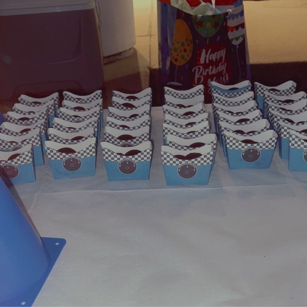Blue Race Car Snack Boxes Template - INSTANT DOWNLOAD - PDF Digital ...