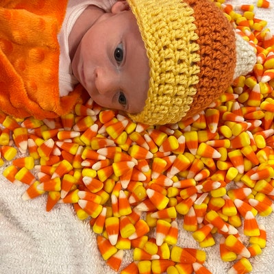 Newborn Candy Corn Hat, Baby Halloween Costume, Crochet Photo Prop - Etsy