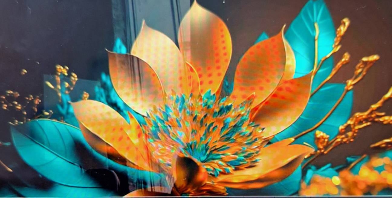 Tempered Glass Wall Art, Extra Large Wall Decor, Living Room Home Decor, Flowers Glass Painting, Decor for Bedroom, Housewarming Gift