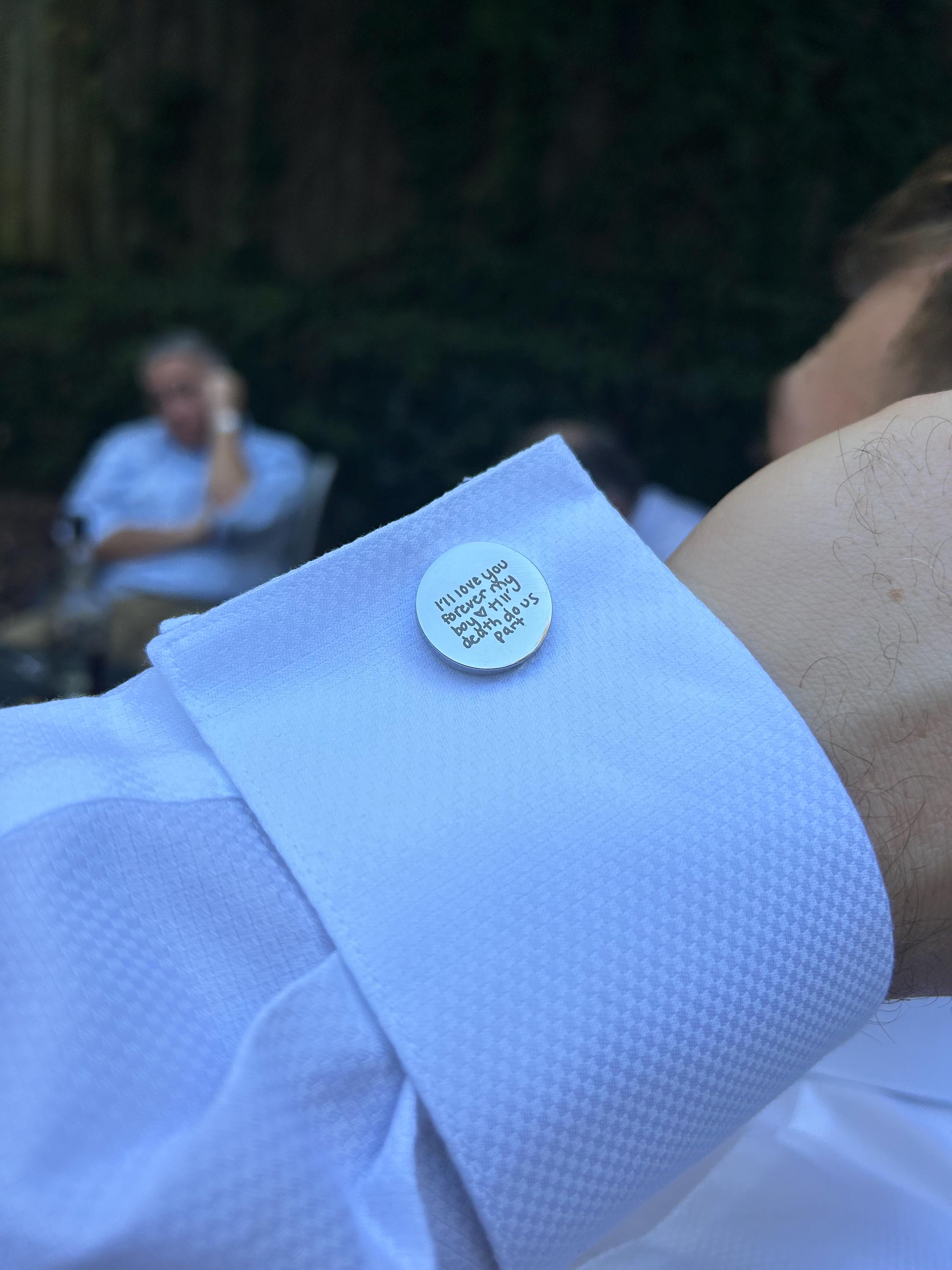 Custom Metal Cufflinks - Engraved Box Optional, Wedding Day Cuff links for Groom Dad Father of the Bride gift, Anniversary Gift for Husband