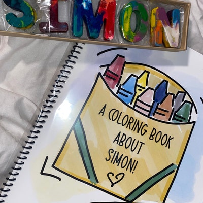 Personalized Kids Coloring Book & Name Crayon Set Custom Coloring Book ...