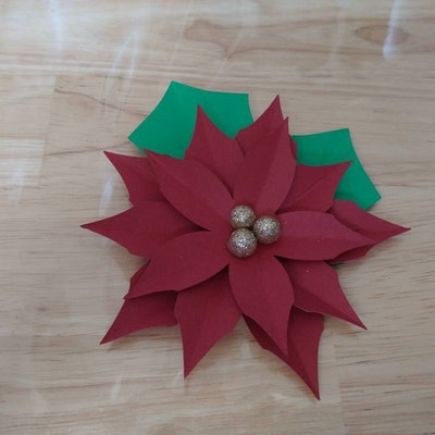Mini Paper Poinsettia Template PDF PNG SVG Cricut &amp; Silhouette Compatible Handmade Christmas ...