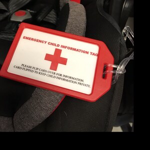 Emergency Child Information Tag, Car Seat, Emergency Identification ...