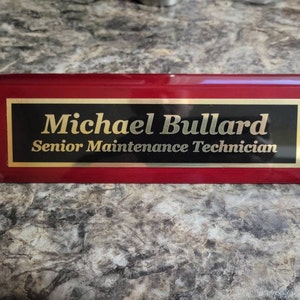 Piano Finished Rosewood Standard Engraved Desk Name Plate 'Administrat