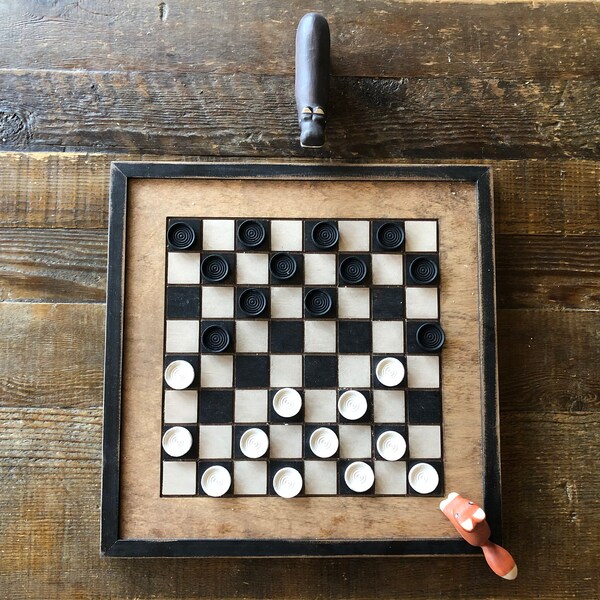 Wood Checkerboard- Handmade-black and White Wood Checkerboard ...