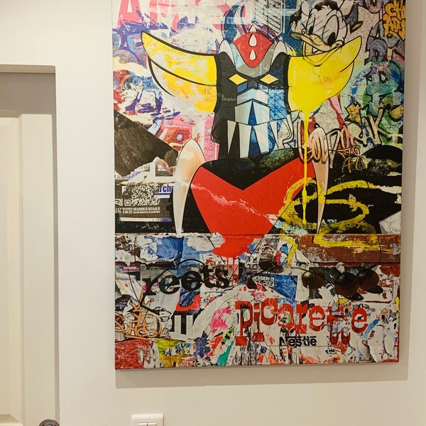Triptyque Goldorak, Affiche Toile Vintage 5 Panneaux, Poster Manga Grenadier, Rare