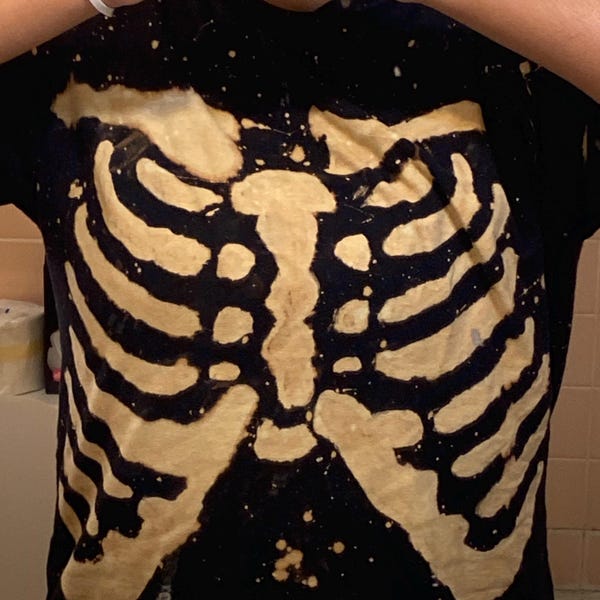 Ribcage Bleach Dyed Black T-shirt - Etsy