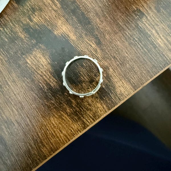 Sterling Silver Rosary Ring Prayer Ring First Communion Ring