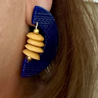 Black - Nadia Handmade Thread & Stone Work Earrings 07 main image 1