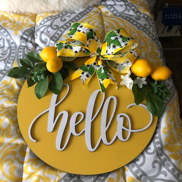 Hello Lemon Door Hanger for Spring Summer - Etsy