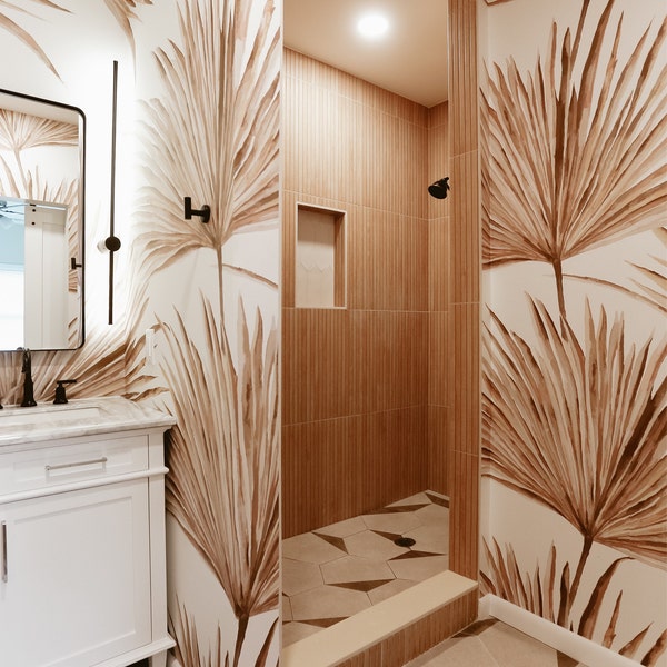 Bohemian Wallpaper for Bathroom Boho Wallpaper Peel and Stick Tropical ...