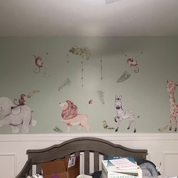 Safari Wall Decal | Jungle Nursery Decor, Wild Animals Wall Art, Fabric ...