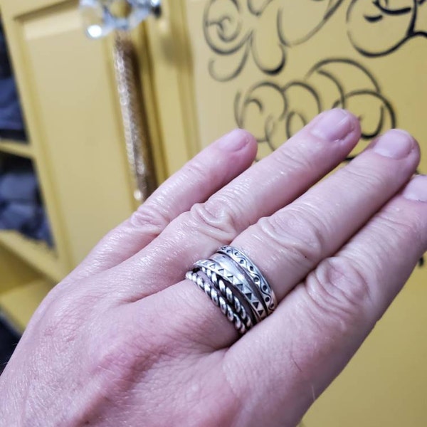 Boho Statement Ring, Sterling Silver Ring for Women, Wrap Ring, Long ...