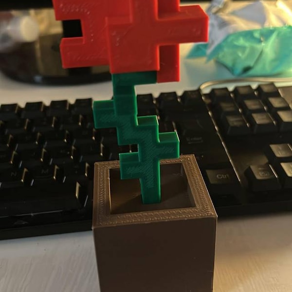 Rose Pixelated Flowers | Minecraft Style Rose | 3D Printed | Custom ...