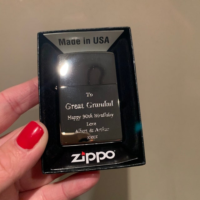 Zippo Encendedor - Grabado de mensaje personalizado en latón Zippo  encendedor (cepillo sólido 204)