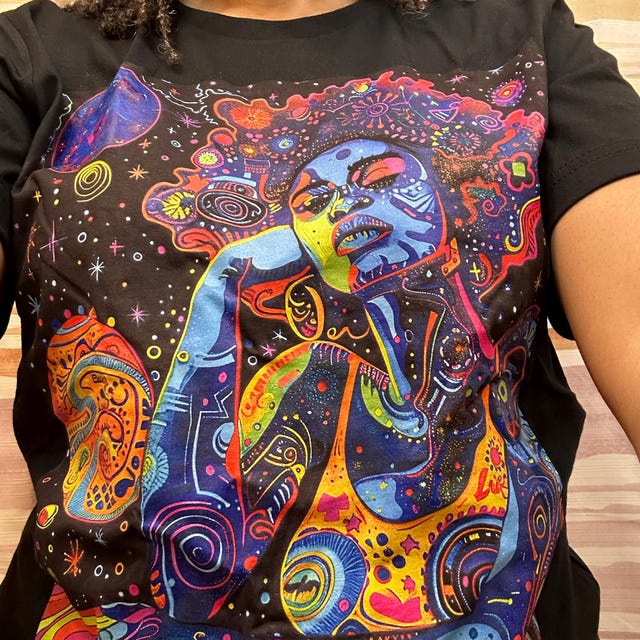 Afro Graffiti Tee: Psychedelic Black Woman, Neon Sci-fi Shirt - Etsy