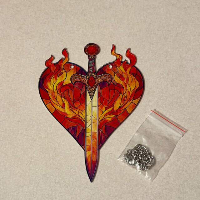 Fireheart Suncatcher, Throne of Glass Fantasy TOG Bookish Window