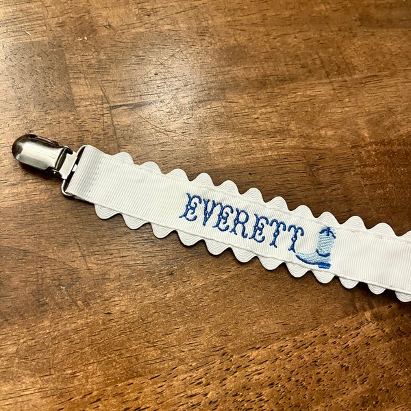 Monogrammed Pacifier Clip | Personalized Embroidered Paci Holder | Baby ...