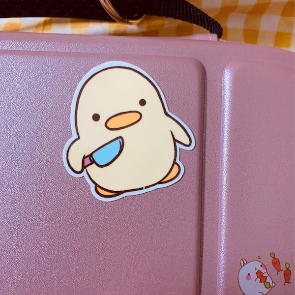 Chicken Duck Holding Knife Meme Sticker | Funny Sticker | Laptop ...