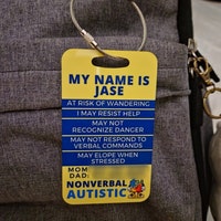 Autism Awareness Autistic Emergency Contact Information Alert Medical ...