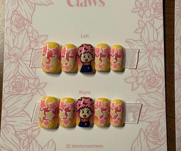 Bakugo | Bakugo nails | My Hero Academia nails | My Hero Academia | Anime nails | Almond nails | Orange nails | Star nails | 2D art nails