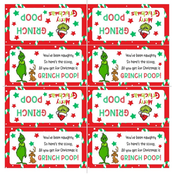 GrinchPrintable Treat Bag Topper Christmas Candy Bag Topper