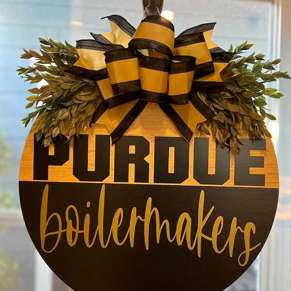Purdue Front Door Decor | Boilermakers Sign | Purdue Wreath | Football ...