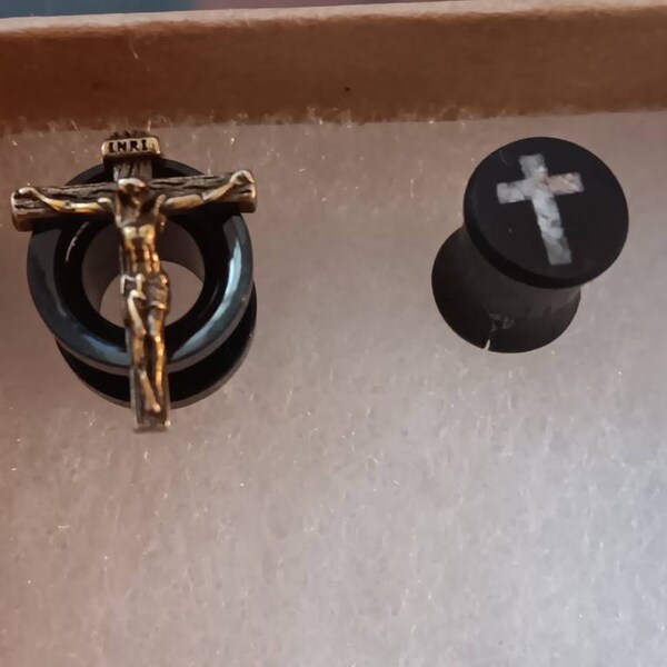 Glass Plugs Gauges Dark Green/Black Glass Plugs Double