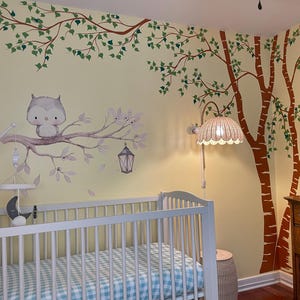 Birch Tree Nursery Wall Decal Forest Canopy Blowing Tree Leaves Vinyl Sticker Removable Choose From Over 50 Colors Custom 1376