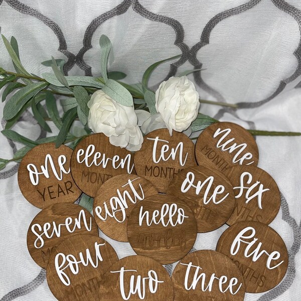 Baby Monthly Milestone SVG Bundle, Wooden Milestone Discs Laser Cut ...