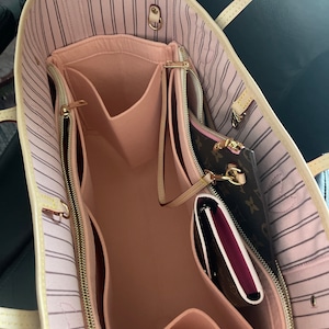 XYJG Purse Handbag Silky Organizer Insert Keep Bag Shape Fits LV Neverfull  PM/MM/GM Bags, Luxury Handbag Tote Lightweight Sturdy(Rose pourpre