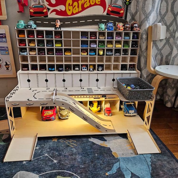 Toy Garage With Sectional Roll-up Doors and Garage Door Opener, Toy Car ...
