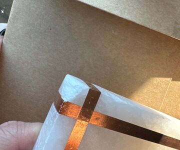 SELENITE - Copper-Infused Selenite Rectangle Charging Plate. Crystal Cleansing, Charging. Home Decor, Healing, Crystal Grid, Intentions