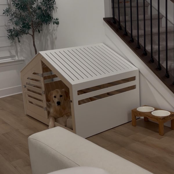 Visual Reference: Modern Dog Crate With Acrylic Sliding Door With A Stopper