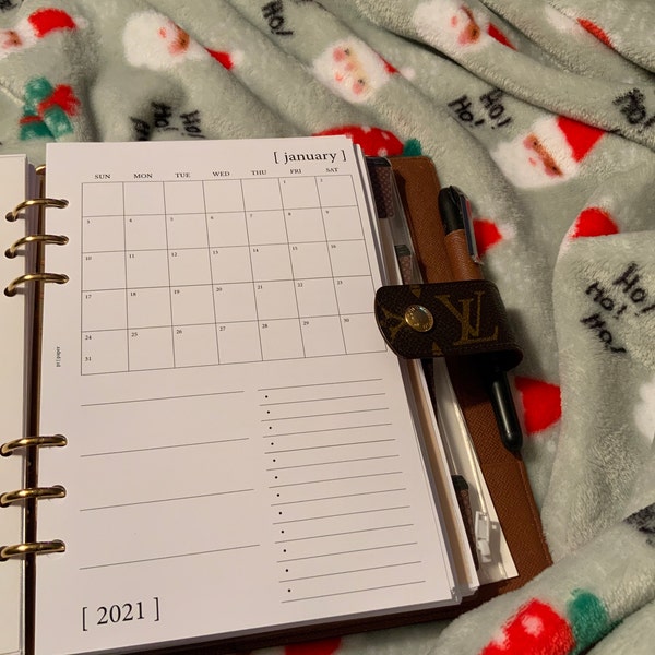 Dated Monthly Calendar Planner Inserts, A5 6-ring Punch, Half Letter ...
