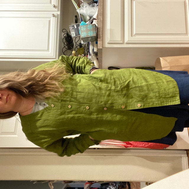 not PERFECT LINEN | Oversize linen shirt LIVORNO-2 (vintage green/forest green) size M | 麻 リネン Oversize Linen Shirt LIVORNO-2 / Womens Linen Shirt / Linen