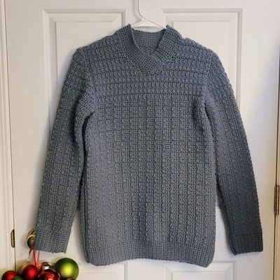 Men's Crochet PDF Pattern Long Loop Stripe Textured V - Etsy