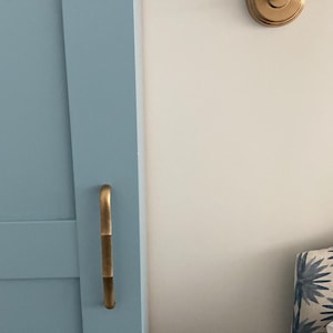Wavy Aged Brass Cabinet Handles, Bamboo Antique Dresser Pulls, Curved Cabinet Pulls, Old Brass Drawer Handles, Forge Brass Cabinet Pulls