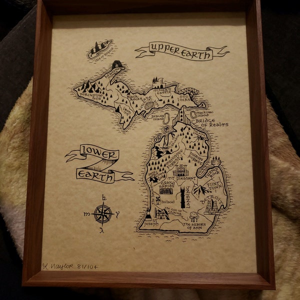 Lord of the Rings / the Hobbit Middle Earth Map of Michigan - Etsy