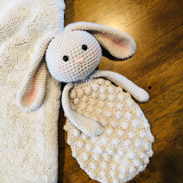Rabbit Lovey Crochet Pattern-snuggle Bunny Bobble Buddy DIGITAL Pdf ...