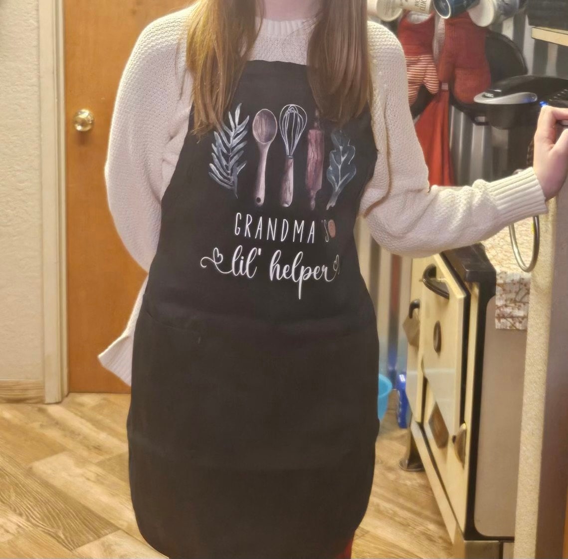 Personalized Apron for Women, Custom Mother&#39;s Day Gift, Kitchen Apron for Grandmother, Personalized Gift for Mom, Custom Printed Apron