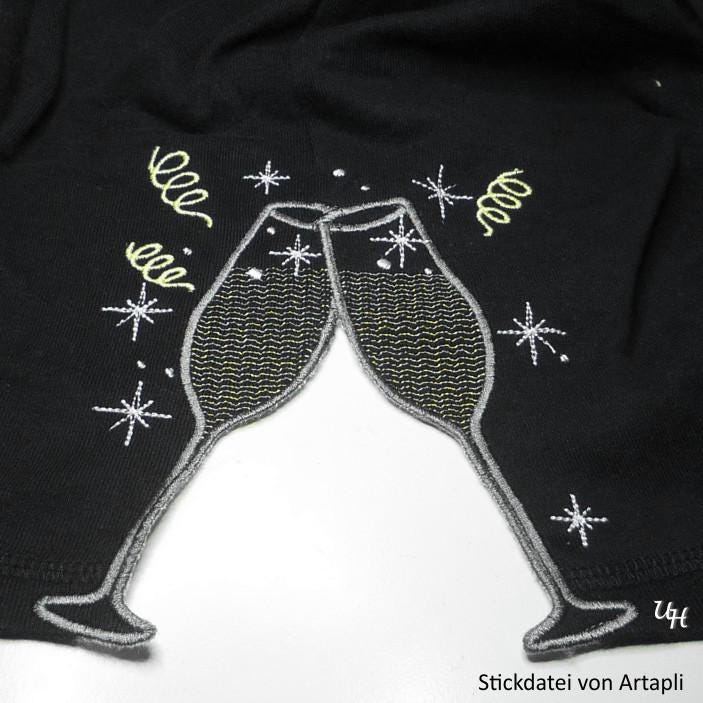 Customer project using Champagne Cheers Split Side Seam embroidery design