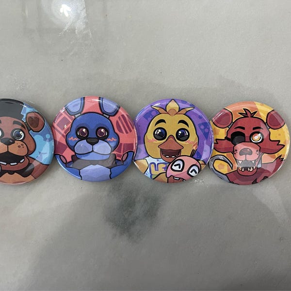 Five Nights at Freddy's Inspired LARGE Pins/buttons (freddy, Chica ...